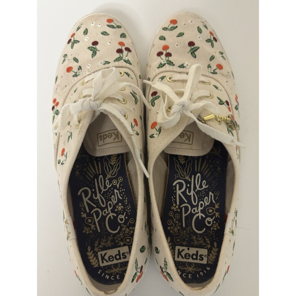 Keds x Rifle Paper Co Champion Lively Cherries Canvas Sneakers Womens 7.5 - Picture 2 of 9